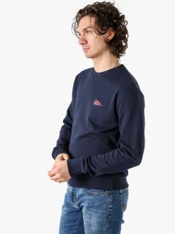 X-Cape Felpa girocollo da uomo in cotone con stampa dietro - blu scuro