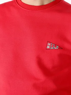 X-Cape Felpa girocollo da uomo in cotone con stampa dietro - rosso