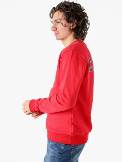 X-Cape Felpa girocollo da uomo in cotone con stampa dietro - rosso