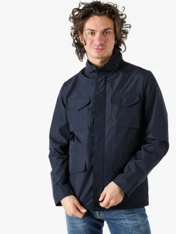 X-Cape Giacca impermeabile da uomo con bottoni e zip - blu scuro