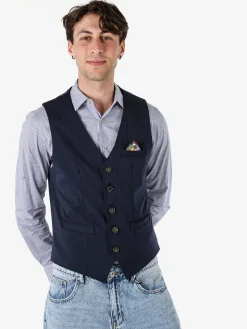 X-Cape Gilet classico da uomo con bottoni - blu scuro
