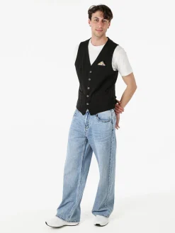 X-Cape Gilet classico da uomo con bottoni - nero