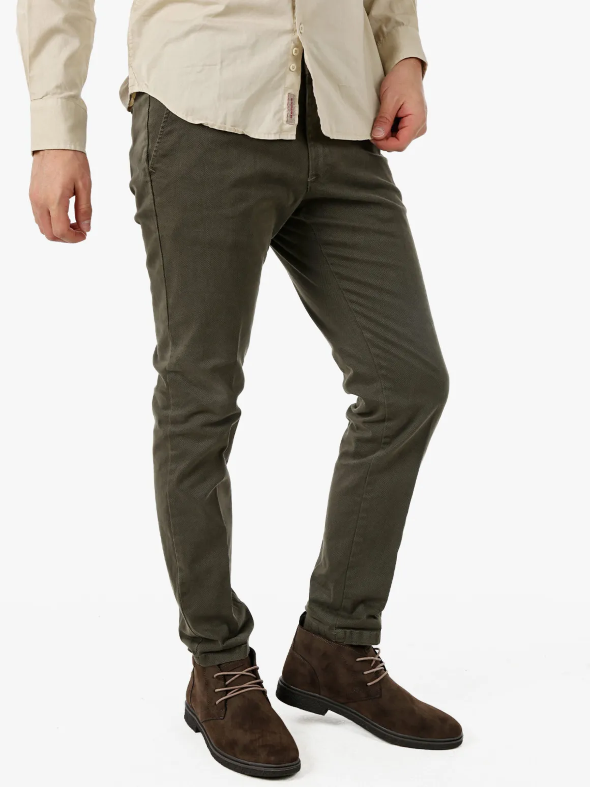 X-Cape Pantaloni uomo slim fit con stampa micro texture - militare