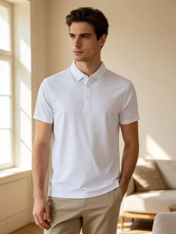 X-Cape Polo da uomo a maniche corte in tessuto tecnico - bianco
