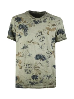 X-Cape T-shirt uomo floreale in cotone - verde