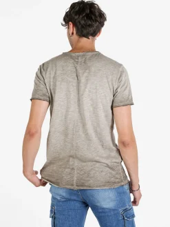 X-Cape T-shirt uomo in cotone con taschino - fango