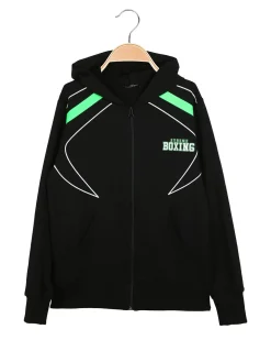 Xtreme Boxing Felpa da ragazzo in cotone con cappuccio e zip - nero