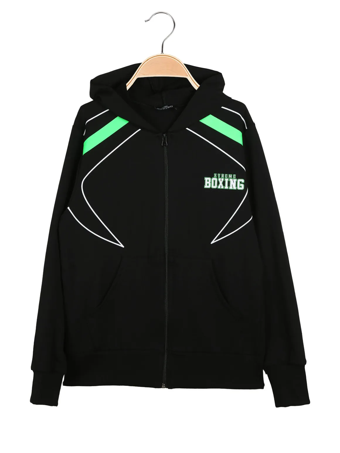 Xtreme Boxing Felpa da ragazzo in cotone con cappuccio e zip - nero