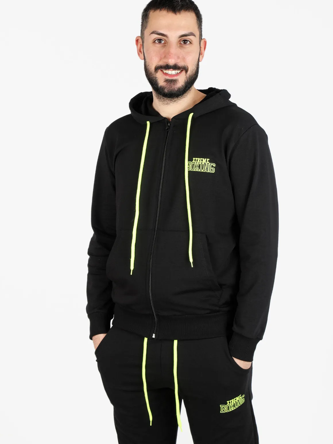 Xtreme Boxing Felpa da uomo con cappuccio e zip