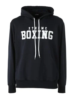 Xtreme Boxing Felpa da uomo in cotone con cappuccio e logo - blu scuro