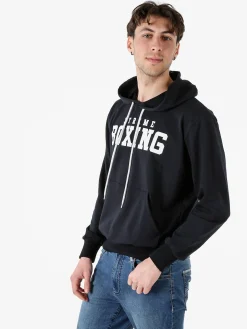 Xtreme Boxing Felpa da uomo in cotone con cappuccio e zip - blu scuro