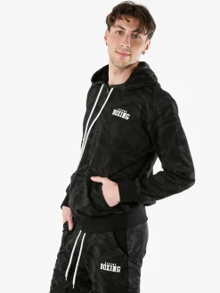 Xtreme Boxing Felpa da uomo in cotone con cappuccio e zip - nero