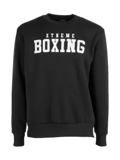 Xtreme Boxing Felpa girocollo da uomo invernale con logo - nero