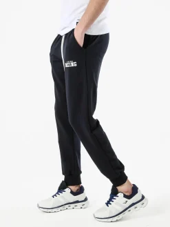 Xtreme Boxing Pantaloni sportivi da uomo in cotone con coulisse e polsini - blu scuro