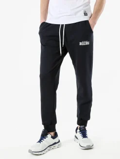 Xtreme Boxing Pantaloni sportivi da uomo in cotone con coulisse e polsini - blu scuro