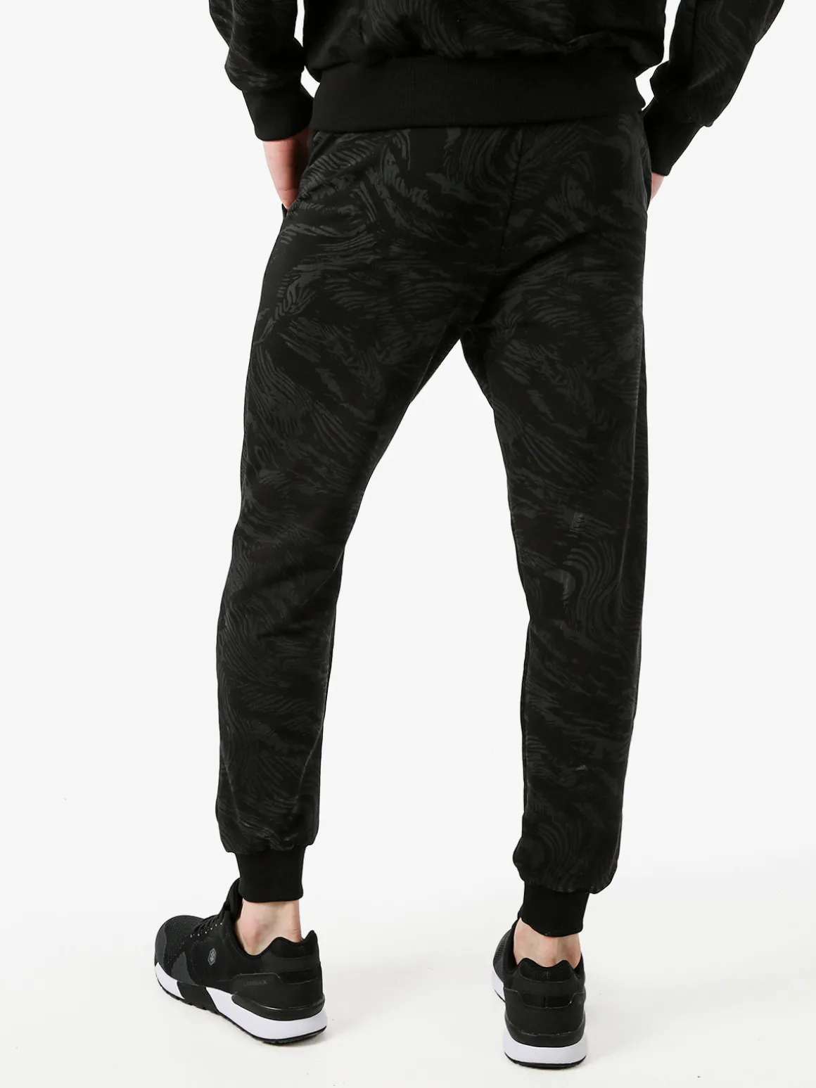 Xtreme Boxing Pantaloni tuta da uomo in cotone con stampe e polsini - nero