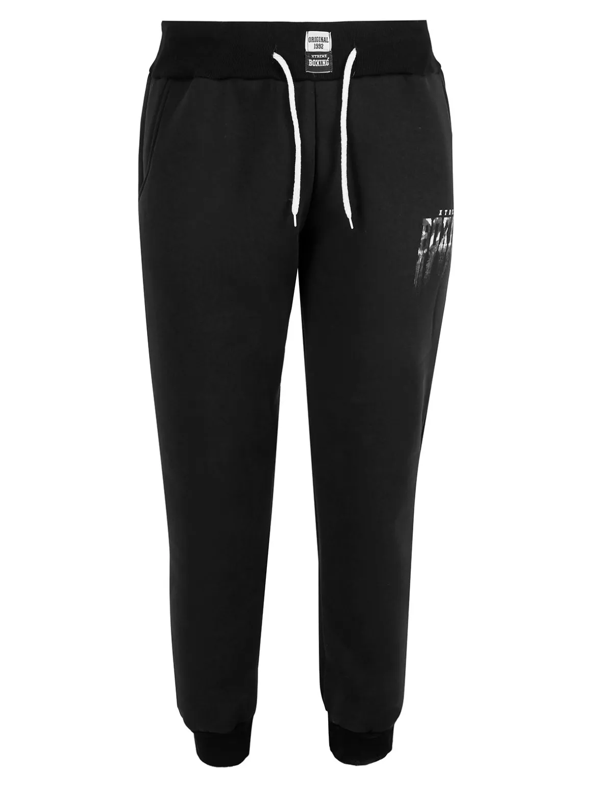 Xtreme Boxing Pantaloni tuta da uomo felpati con polsini - nero
