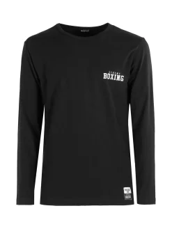 Xtreme Boxing T-shirt da uomo a maniche lunghe in cotone con logo - nero