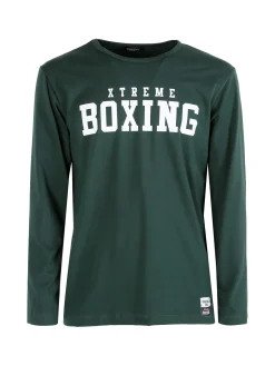 Xtreme Boxing T-shirt da uomo a maniche lunghe con logo - verde