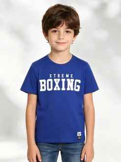 Xtreme Boxing T-shirt girocollo da ragazzo in cotone con logo - blu