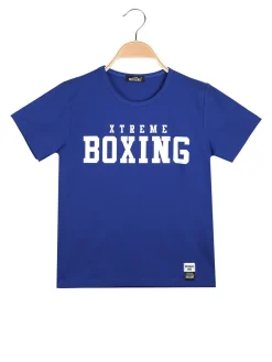 Xtreme Boxing T-shirt girocollo da ragazzo in cotone con logo - blu
