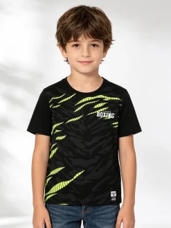 Xtreme Boxing T-shirt girocollo da ragazzo in cotone con stampe - nero
