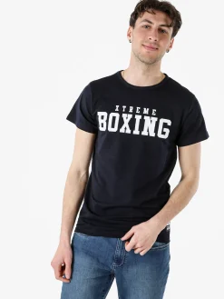Xtreme Boxing T-shirt girocollo da uomo in cotone con logo - blu scuro