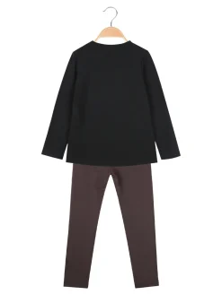 Yes! Do Kid'S Completo 2 pezzi da bambina con maglietta e leggings - nero