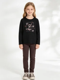 Yes! Do Kid'S Completo 2 pezzi da bambina con maglietta e leggings - nero
