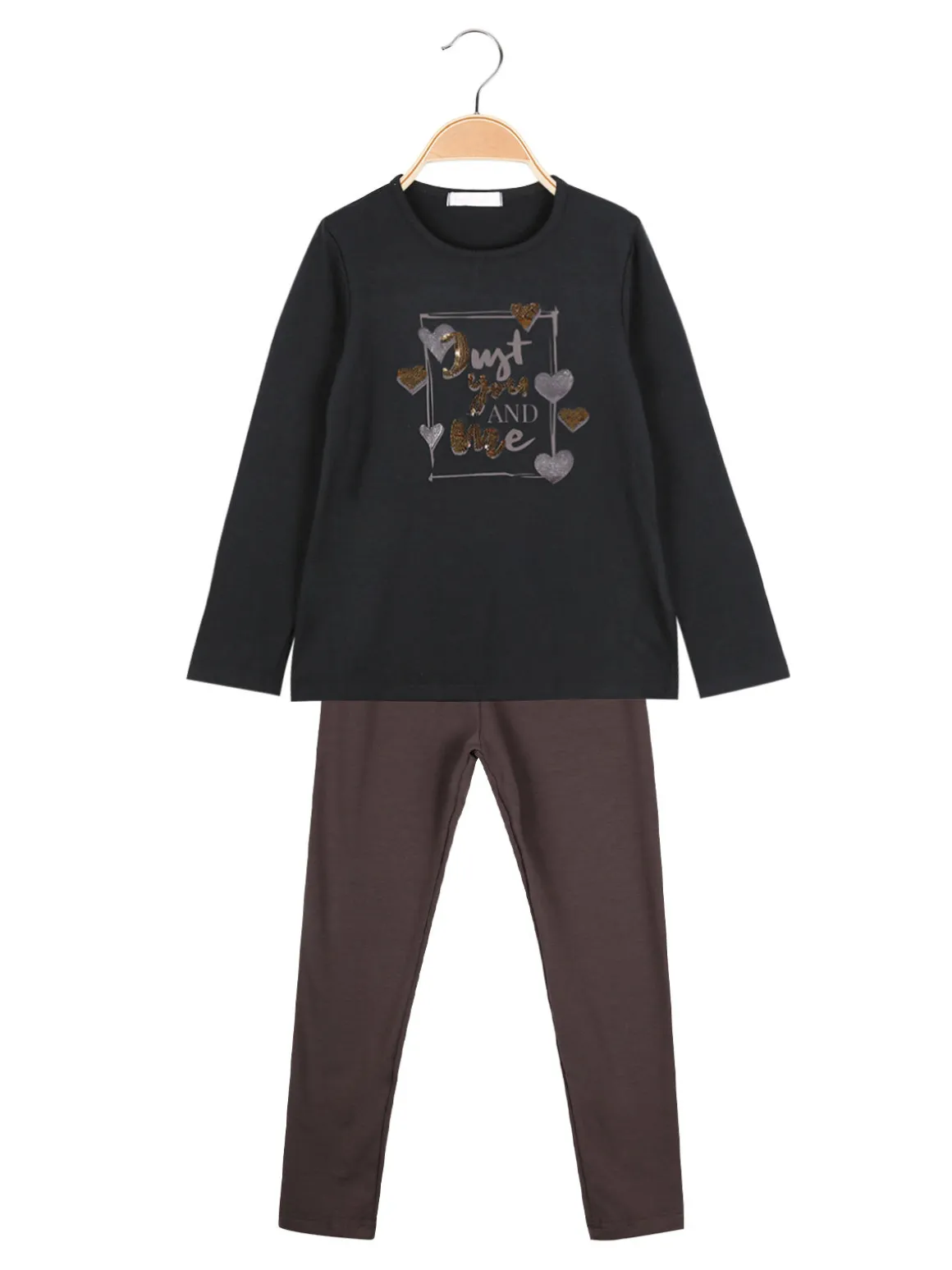 Yes! Do Kid'S Completo 2 pezzi da bambina con maglietta e leggings - nero