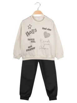 Yes! Do Kid'S Completo 2 pezzi da bambina con felpa e pantalone - panna