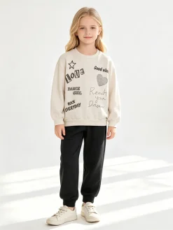 Yes! Do Kid'S Completo 2 pezzi da bambina con felpa e pantalone - panna