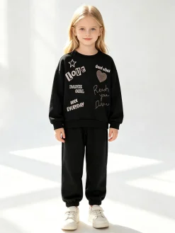 Yes! Do Kid'S Completo 2 pezzi da bambina con felpa e pantalone - nero