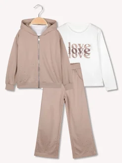 Yes! Do Kid'S Completo 3 pezzi da bambina con strass - khaki