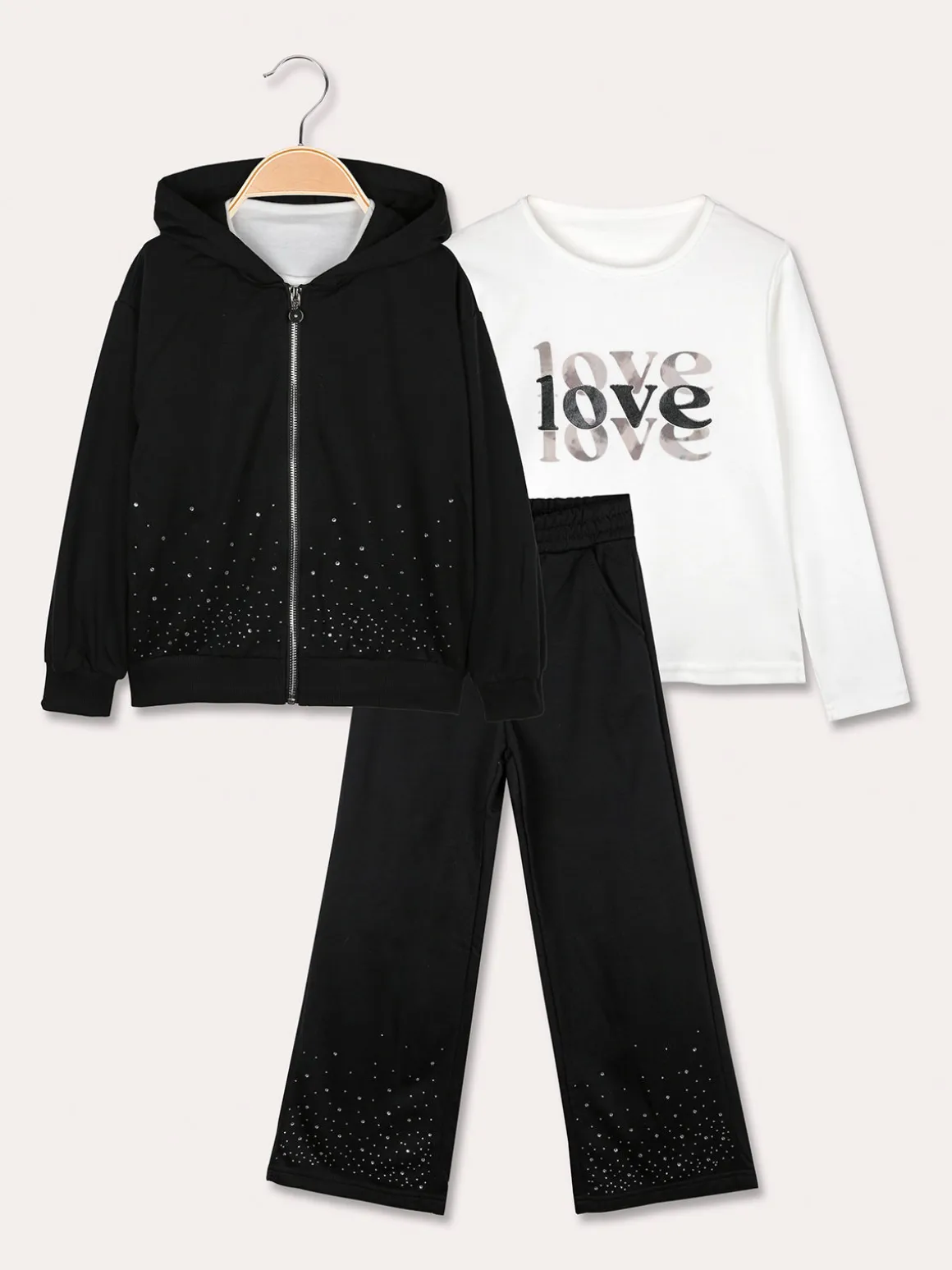 Yes! Do Kid'S Completo 3 pezzi da bambina con strass - nero