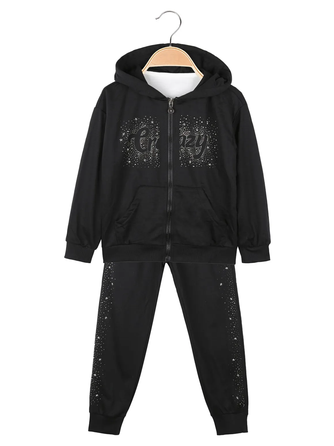 Yes! Do Kid'S Completo 3 pezzi da bambina con strass e borchie - nero