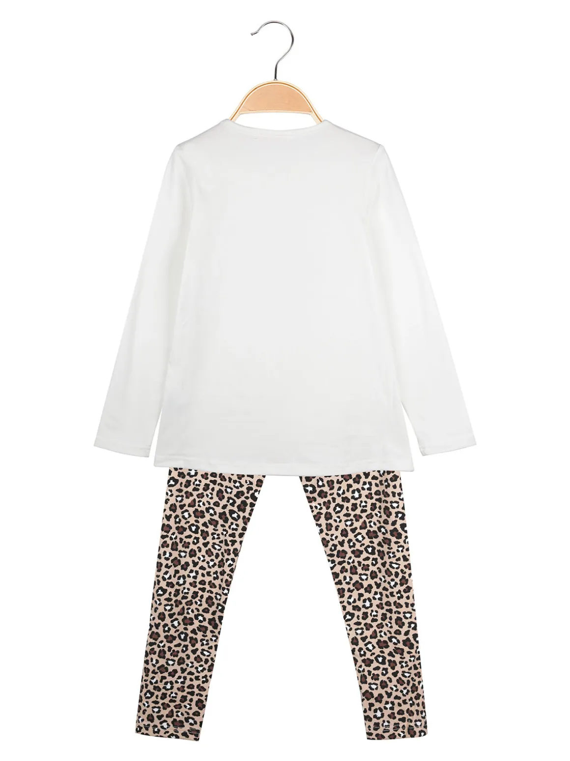 Yes! Do Kid'S Completo 2 pezzi da bambina con maglietta e leggings animalier - bianco