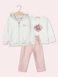 Yes! Do Kid'S Completo 3 pezzi da neonata con cappuccio e zip - bianco