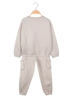 Yes! Do Kid'S Completo tuta da bambina felpata 2 pezzi con pantaloni cargo - beige