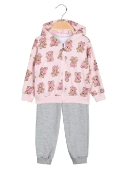 Yes! Do Kid'S Completo tuta 3 pezzi da neonata con cappuccio e zip - rosa