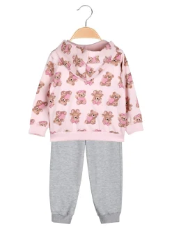 Yes! Do Kid'S Completo tuta 3 pezzi da neonata con cappuccio e zip - rosa