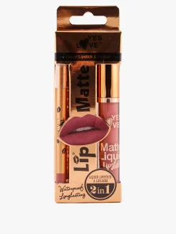 Yes Love Cosmetics Confezione 2 in1 rossetto liquido matte e matita labbra