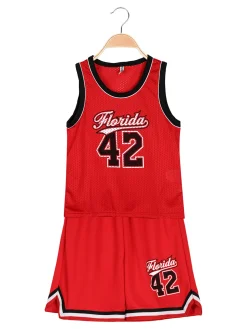 Yi Boy Completo corto da bambino con canotta sportiva e bermuda - rosso