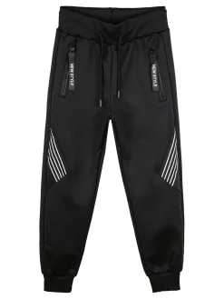 Yi Boy Pantaloni da bambino con coulisse e polsini - nero