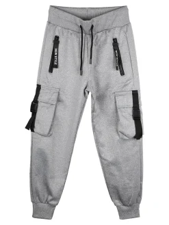 Yi Boy Pantaloni tuta da bambino con tasconi laterali e polsini - grigio