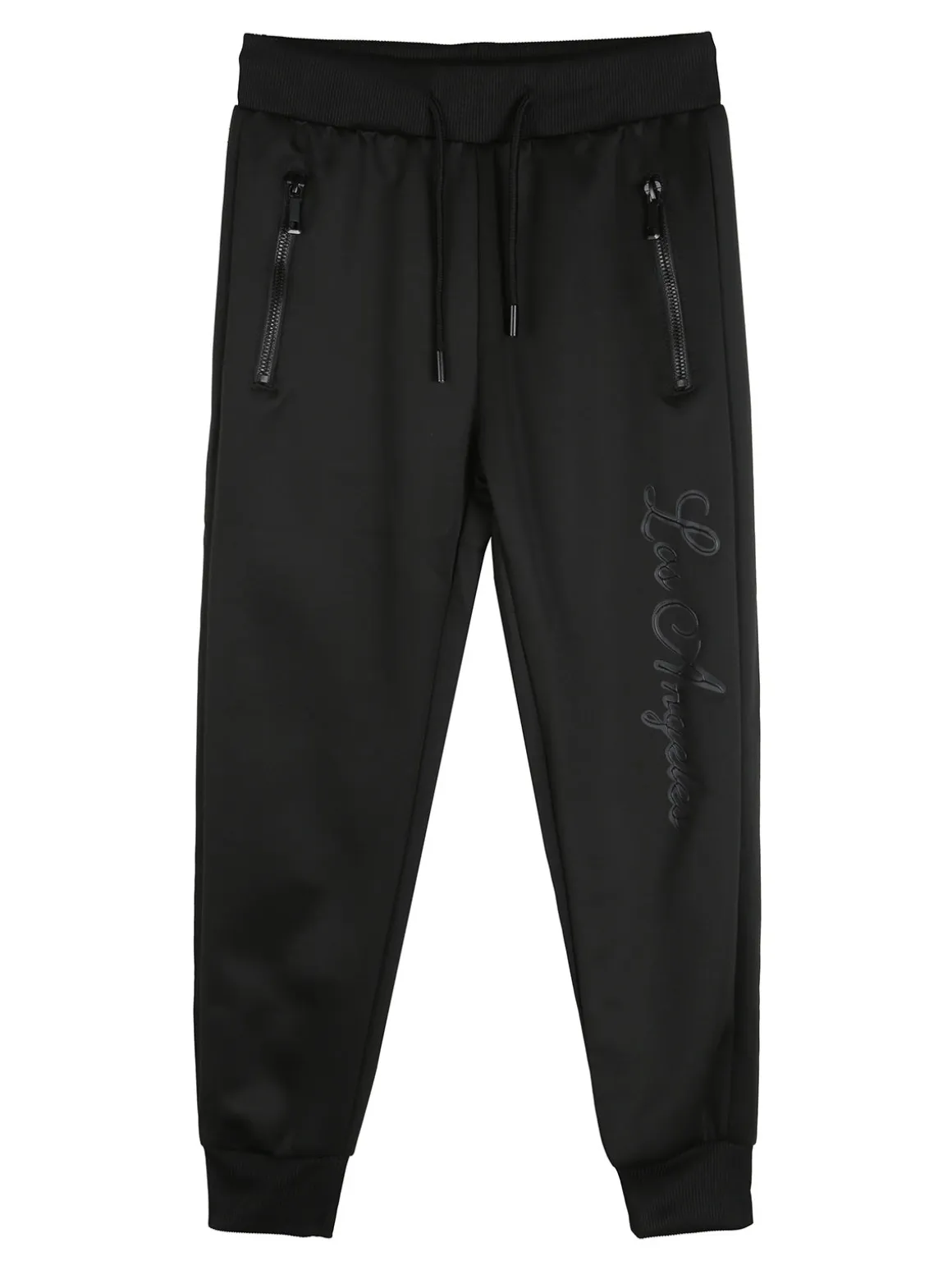 Yi Boy Pantaloni tuta da bambino con polsini e coulisse - nero