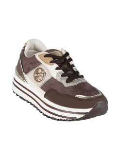 Y.M.C.A. Sneakers donna stringate in tessuto scamosciato con platform