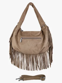 You Young Coveri Borsa a spalla da donna con frange e borchie - khaki