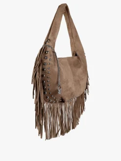 You Young Coveri Borsa a spalla da donna con frange e borchie - khaki