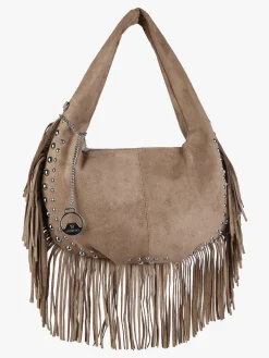 You Young Coveri Borsa a spalla da donna con frange e borchie - khaki